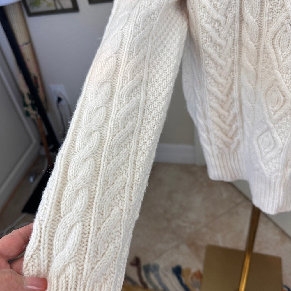 Polo Ralph Lauren Size Large Classic Cream Cable Knit Alpaca Wool Crew Neck Mens - Picture 5 of 13